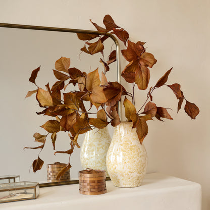 Distressed Tan Floral Ceramic Vase – Stoneware Decorative Vessel