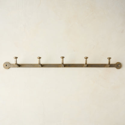 Hammered Iron Wall Hooks – Three-Hook Metal Hanging Bar