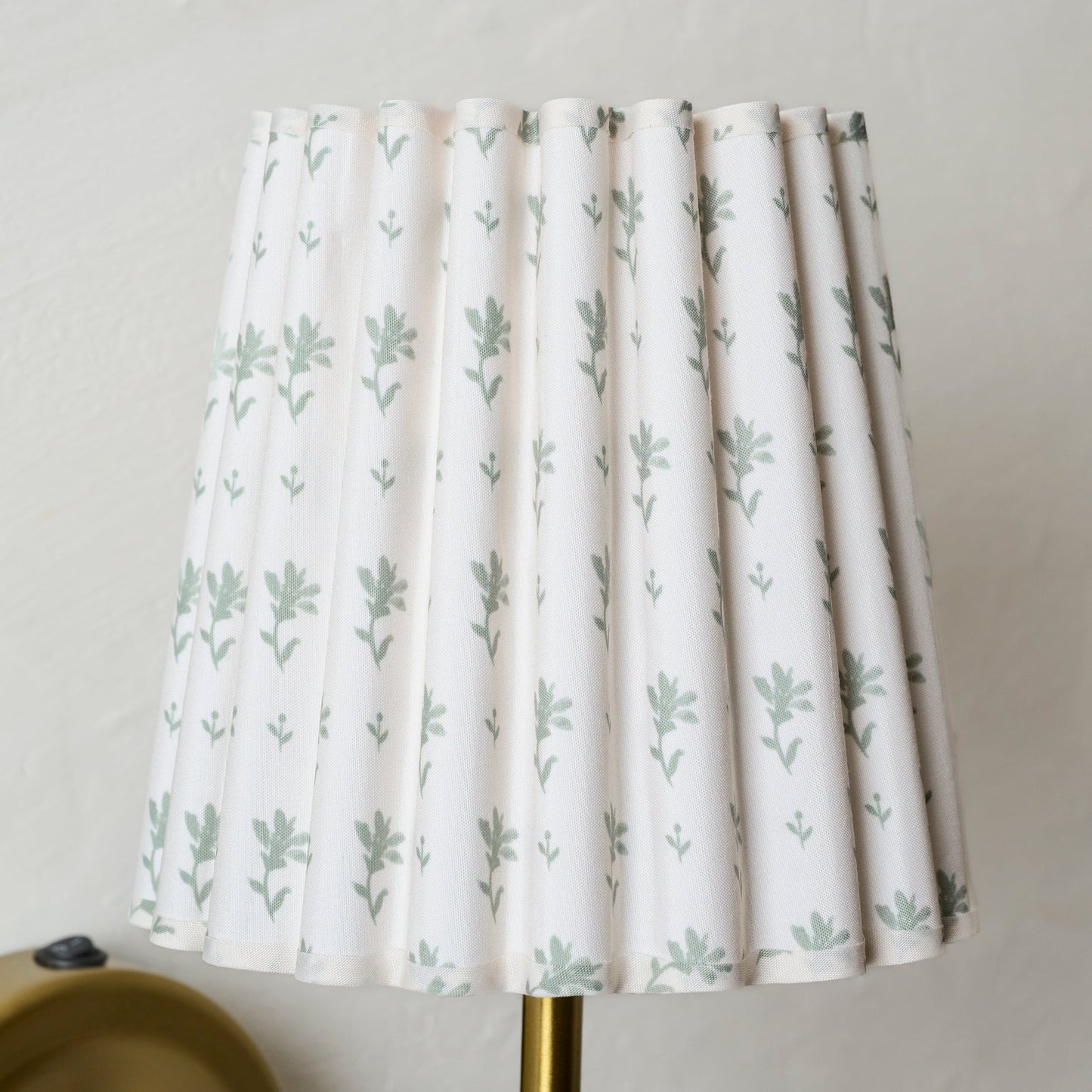 Block Print Plug-In Wall Sconce with Pleated Linen Shade